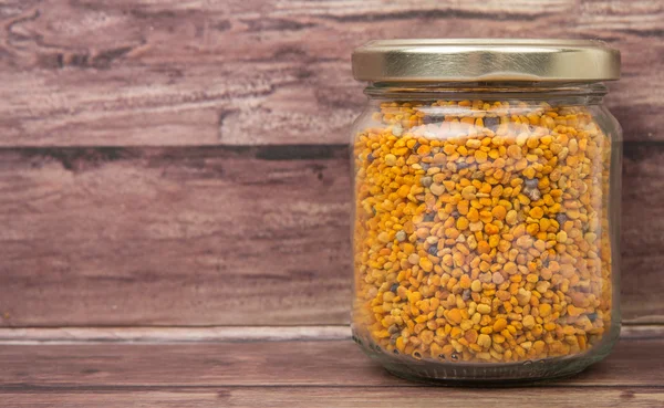 Bee Pollen In Mason Jar — Stock Photo, Image