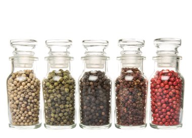 Cam şişe içinde peppercorns değişiklik