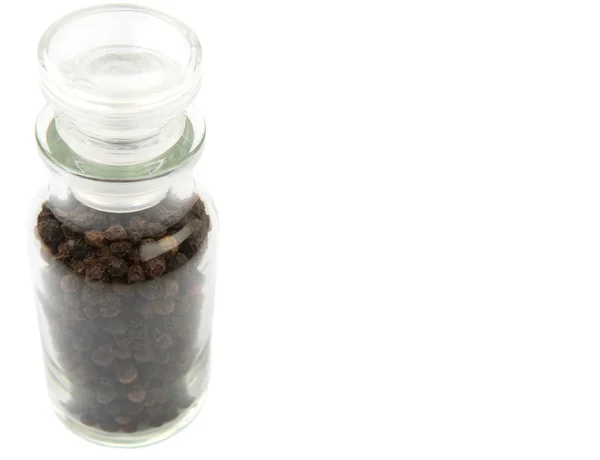 Black Pepper In Glass Vial — Stock Photo, Image