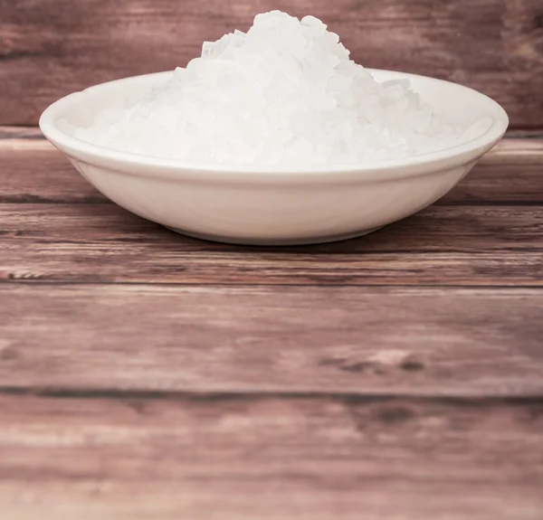 Sea Salt In White Bowl — Stock Photo, Image