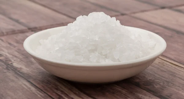 Sea Salt In White Bowl — Stock Photo, Image