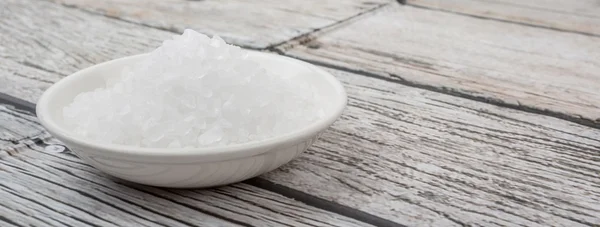 Sea Salt In White Bowl — Stock Photo, Image