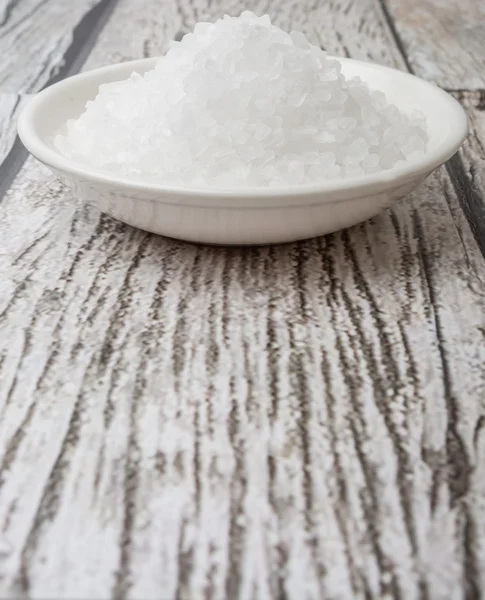 Sea Salt In White Bowl — Stock Photo, Image