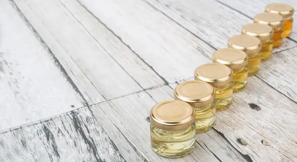 Honey Variety In Mason Jar — Stock Photo, Image
