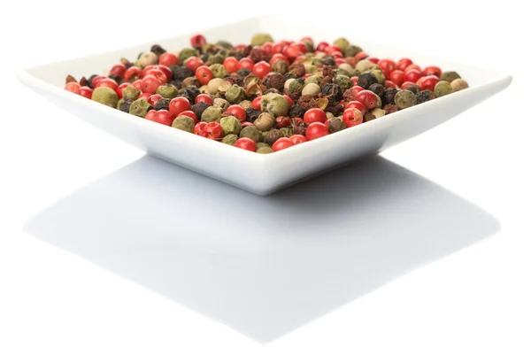 Mix Peppercorn In Square Bowl — Stock Photo, Image