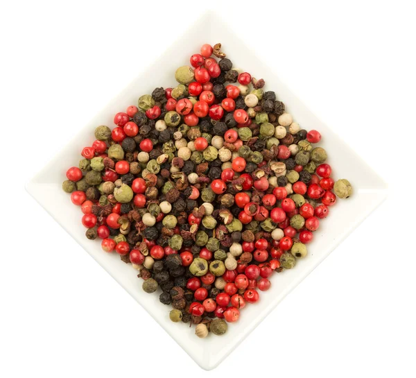 Mix Peppercorn In Square Bowl — Stock Photo, Image