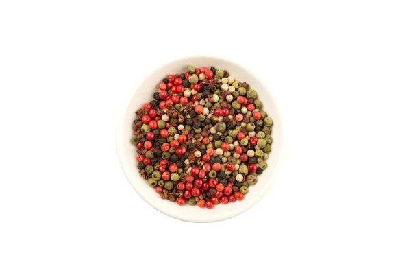 Misture Peppercorn na tigela branca — Fotografia de Stock