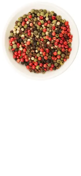 Misture Peppercorn na tigela branca — Fotografia de Stock