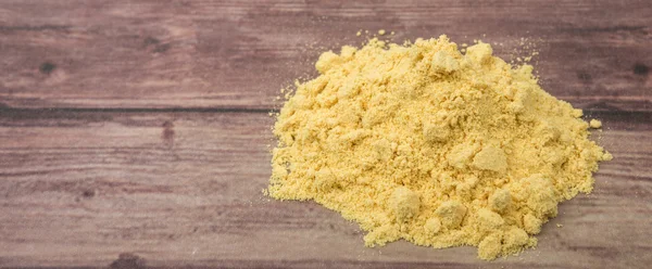 Grounded Mustard Powder Wooden Background — Stock Photo, Image