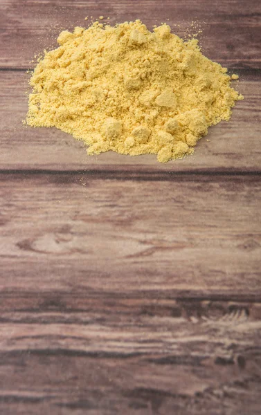 Grounded Mustard Powder Wooden Background — Stock Photo, Image