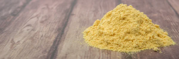 Grounded Mustard Powder Wooden Background — Stock Photo, Image