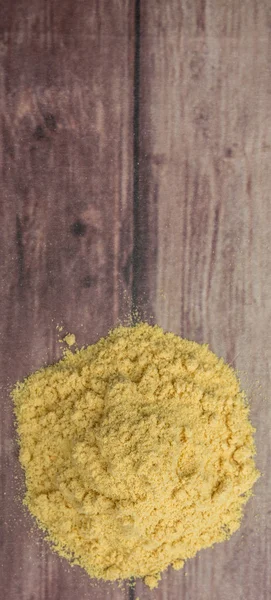 Grounded Mustard Powder Wooden Background — Stock Photo, Image