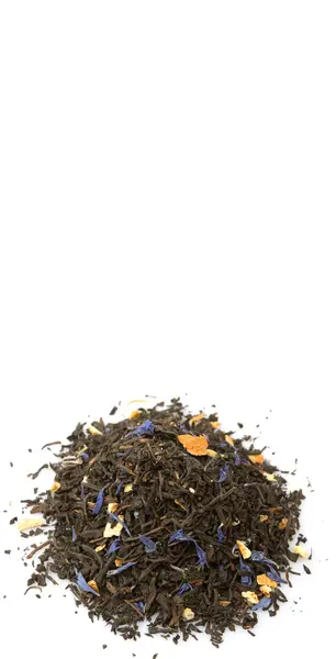 Asciugato Nero Earl Grey Foglie Sfondo Bianco — Foto Stock