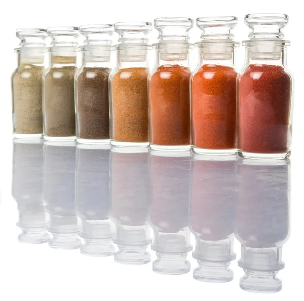 Assortiment van Hot And Spicy kruiden poeder — Stockfoto