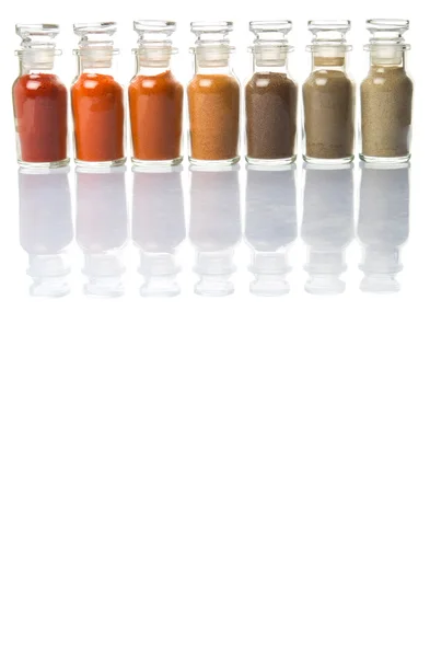 Assortment Chilly Powder Cayenne Powder Paprika Powder Black Pepper Powder — Stock Photo, Image