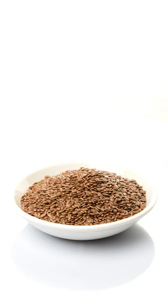 Flax Seed In White Bowl — Stock Photo, Image