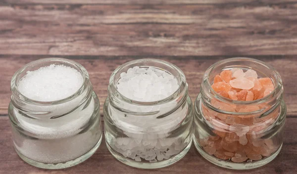 食卓塩、海の塩、ヒマラヤの塩 — ストック写真