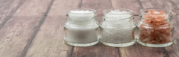 Sól kuchenna, sól morska i Himalayan soli — Zdjęcie stockowe