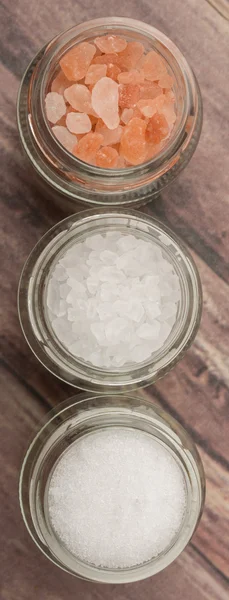 Soli, mořské soli a himalájské soli — Stock fotografie