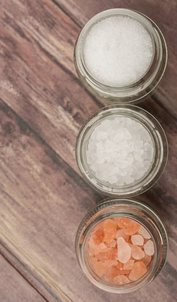 Table Salt, Sea Salt and Himalayan Salt — Stock Photo, Image