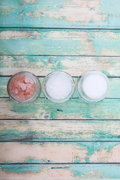 Το επιτραπέζιο αλάτι, χοντρό αλάτι και Αλάτι Ιμαλαΐων — Φωτογραφία Αρχείου
