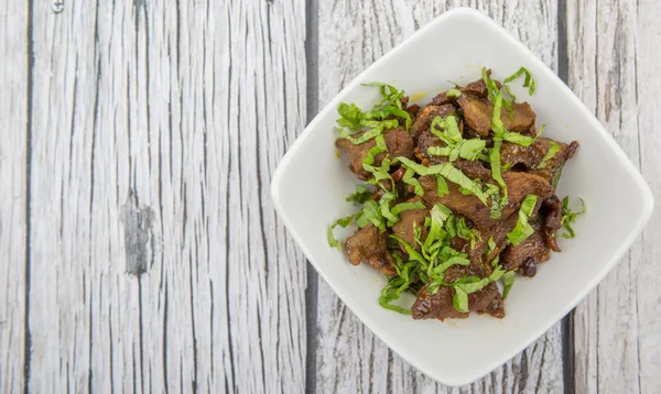 Malaysian dish stir fried chopped beef — Stock Photo, Image