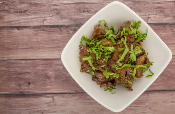 Malaysian dish stir fried chopped beef — Stock Photo, Image