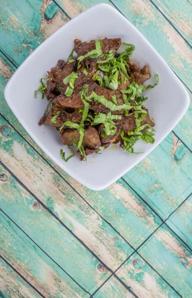 Malaysian dish stir fried chopped beef — Stock Photo, Image