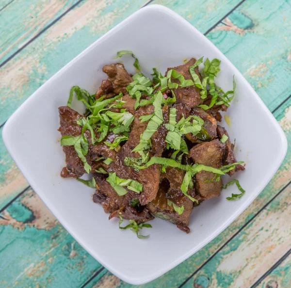 Malaysian dish stir fried chopped beef — Stock Photo, Image