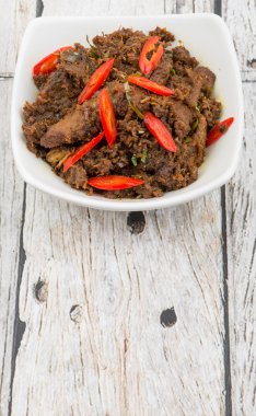 Malezya çanak Rendang Tok veya sığır eti haşlanmış Kuru