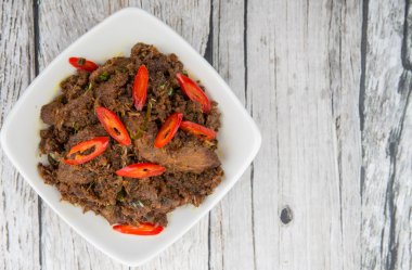 Malezya çanak Rendang Tok veya sığır eti haşlanmış Kuru
