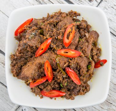 Malezya çanak Rendang Tok veya sığır eti haşlanmış Kuru
