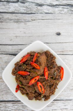 Malezya çanak Rendang Tok veya sığır eti haşlanmış Kuru