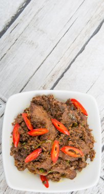 Malezya çanak Rendang Tok veya sığır eti haşlanmış Kuru
