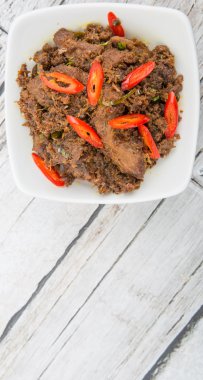 Malezya çanak Rendang Tok veya sığır eti haşlanmış Kuru