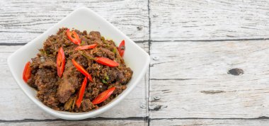 Malezya çanak Rendang Tok veya sığır eti haşlanmış Kuru