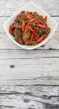 Malezya çanak Rendang Tok veya sığır eti haşlanmış Kuru