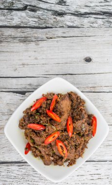 Malezya çanak Rendang Tok veya sığır eti haşlanmış Kuru