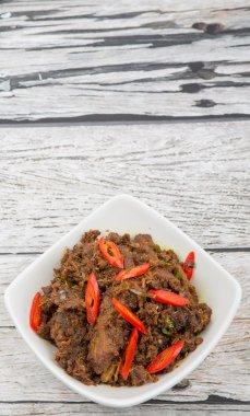 Malezya çanak Rendang Tok veya sığır eti haşlanmış Kuru