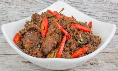 Malezya çanak Rendang Tok veya sığır eti haşlanmış Kuru