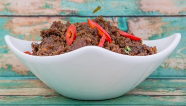 Malezya çanak Rendang Tok veya sığır eti haşlanmış Kuru