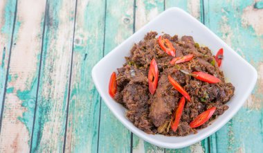 Malezya çanak Rendang Tok veya sığır eti haşlanmış Kuru