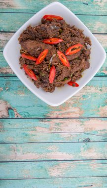 Malezya çanak Rendang Tok veya sığır eti haşlanmış Kuru
