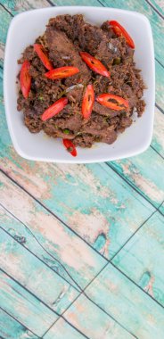 Malezya çanak Rendang Tok veya sığır eti haşlanmış Kuru