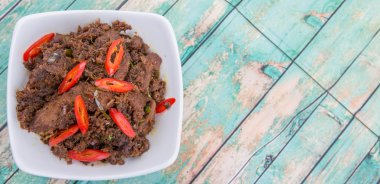 Malezya çanak Rendang Tok veya sığır eti haşlanmış Kuru