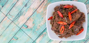 Malezya çanak Rendang Tok veya sığır eti haşlanmış Kuru