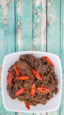 Malezya çanak Rendang Tok veya sığır eti haşlanmış Kuru