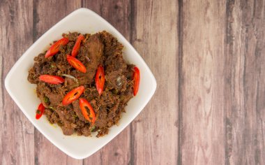 Malezya çanak Rendang Tok veya sığır eti haşlanmış Kuru