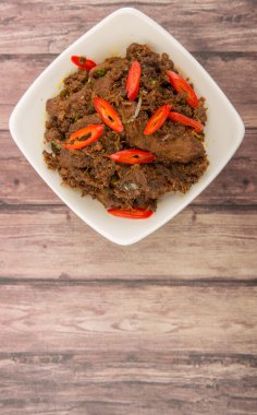 Malezya çanak Rendang Tok veya sığır eti haşlanmış Kuru