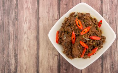 Malezya çanak Rendang Tok veya sığır eti haşlanmış Kuru